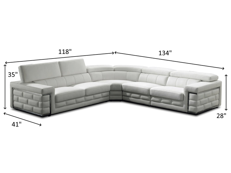 378 Modern 134" / 118" Wide Leather Sectional