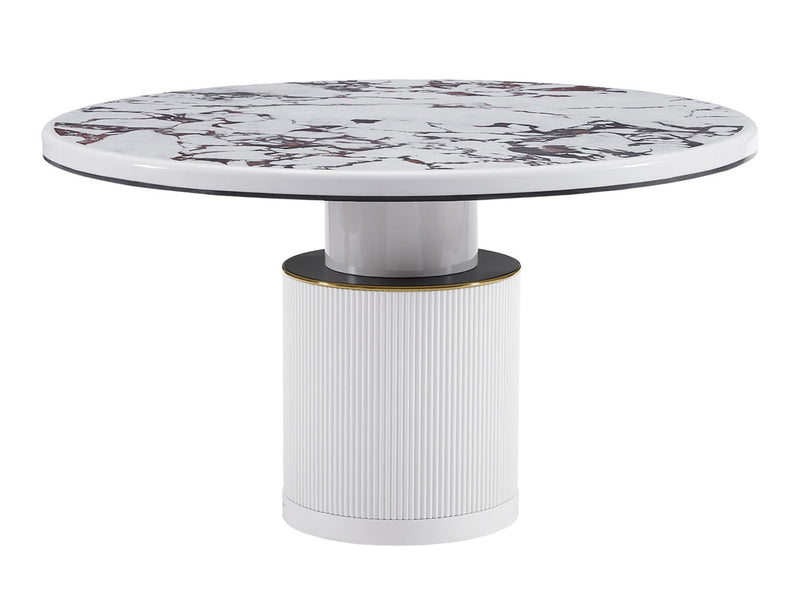 Vanessa T 53.2" Wide White Marble Lacquer Round Dining Table