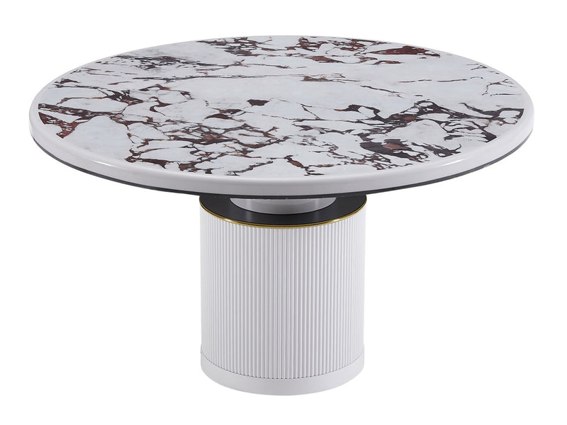 Vanessa T 53.2" Wide White Marble Lacquer Round Dining Table