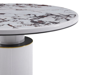 Vanessa T 53.2" Wide White Marble Lacquer Round Dining Table