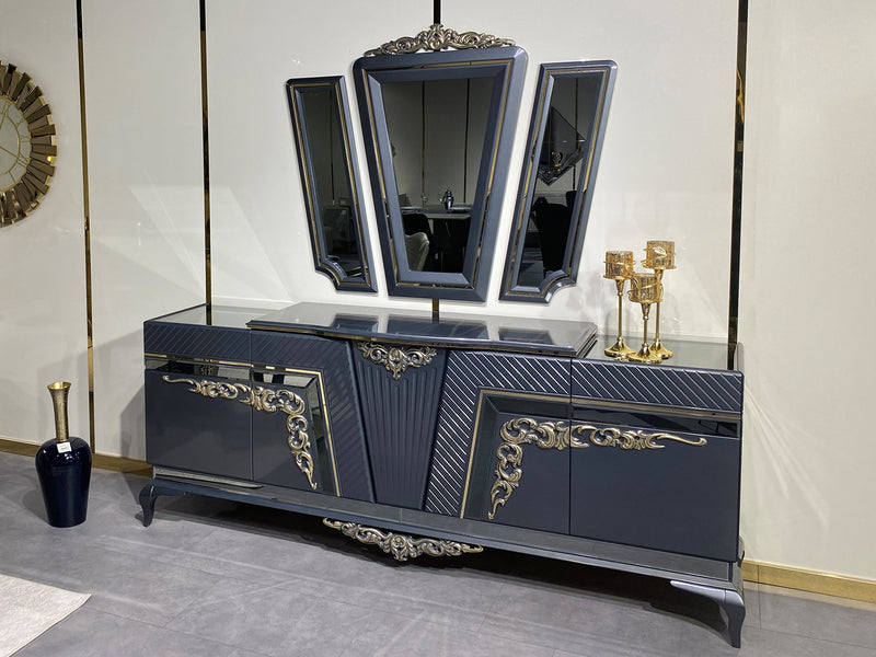 Verona Goss 88.5" Wide 4 Door Buffet With Mirror