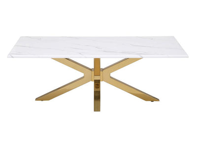 Visalia 51" Wide Faux Marble Top Stainless Steel Coffee Table