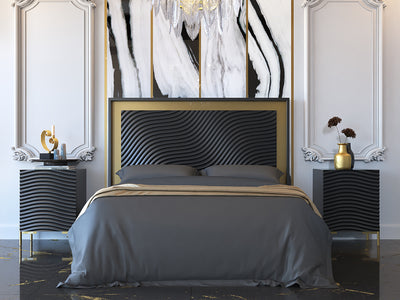 Wave Black Platform Bed