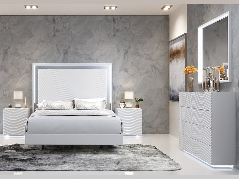 Wave White Platform Bed