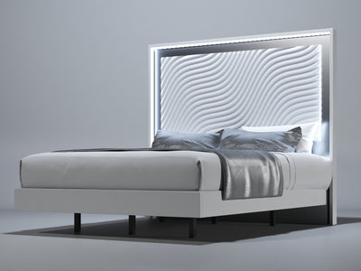 Wave White Platform Bed