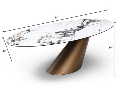 Alondra 94" Wide Marble Dining Table