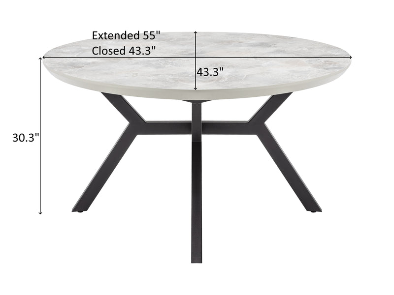 Zirkon 55" / 43.3" Wide Extendable Dining Table