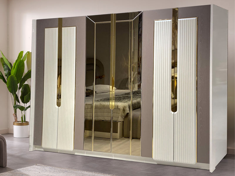 Zurich 105.5" Wide 6 Door Wardrobe